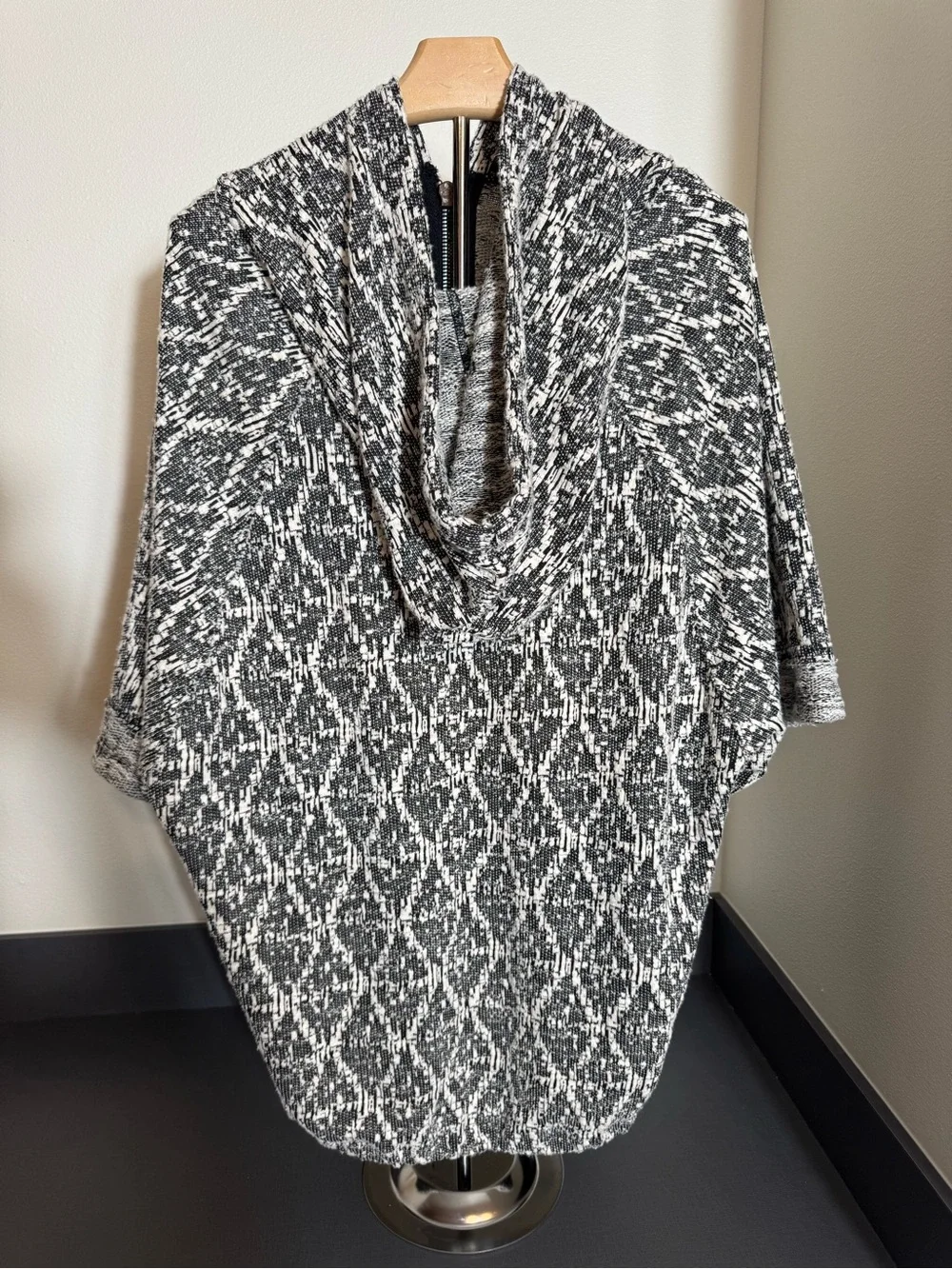 Free People Come Out Of Style Geometric Knit Full Zip Hoodie Sweater Jacket S